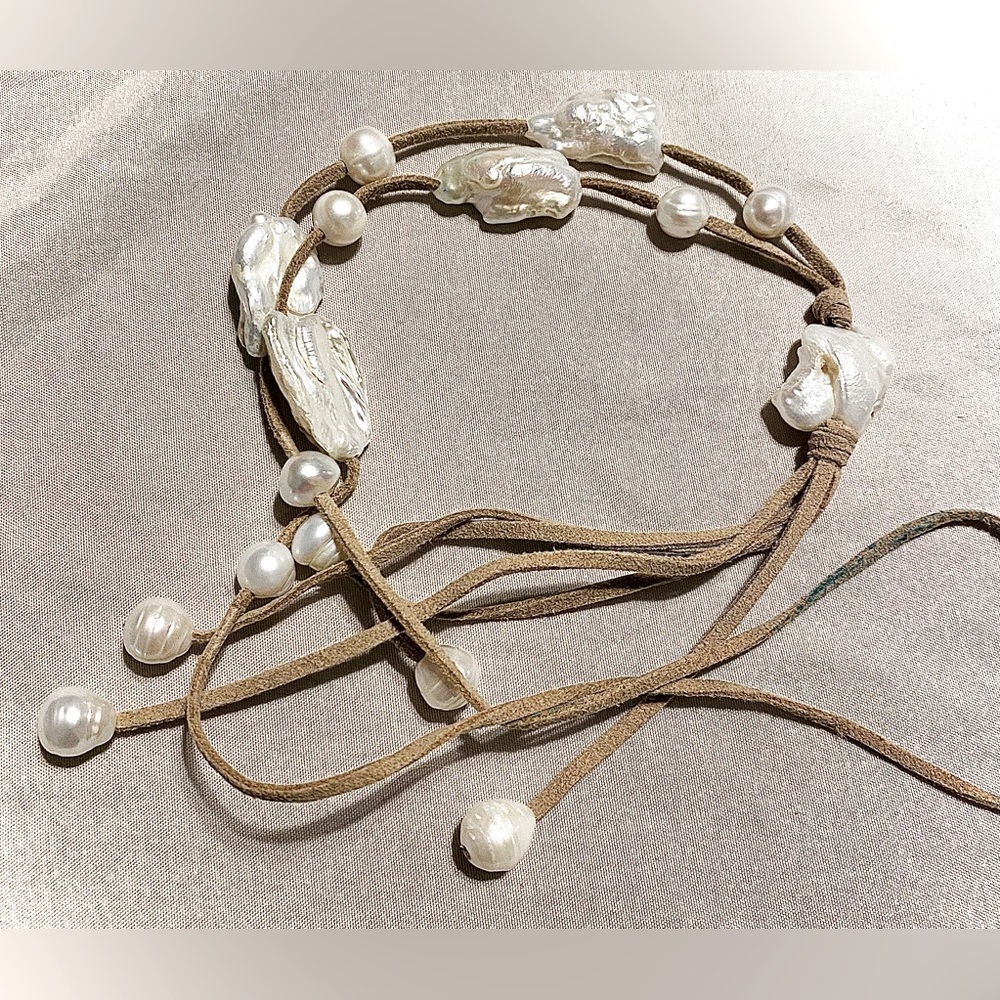 Real large baroque peal necklace